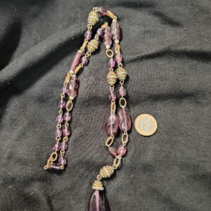 Sautoir Ancien Pâte de Verre Violette "Améthyste" – Style Art Déco