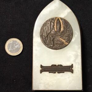 Ancien Petit Autel de Table Onyx et Bronze - Souvenir de Lourdes