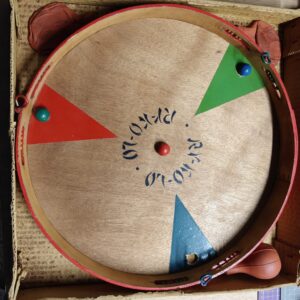 Ancien jeu de table en bois "Rondo" avec soufflets et billes