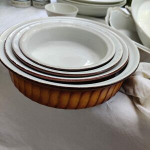 Lot de 4 plats à four ovales anciens C.F.&P. Vierzon – terre réfractaire