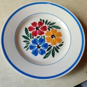 Lot de 11 assiettes à dessert Yvonne HBCM France – décor floral vintage