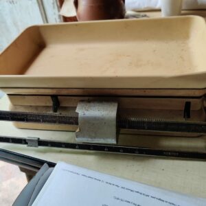 Ancienne balance ménagère Testut 10 kg avec plateau émaillé
